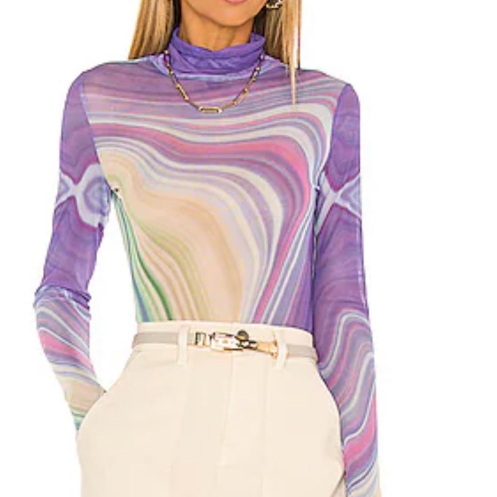 Like new, AFRM Zadie mesh top in Abstract Wave